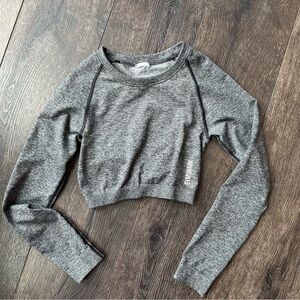 Gymshark XS cropped top long sleeve grey heathered